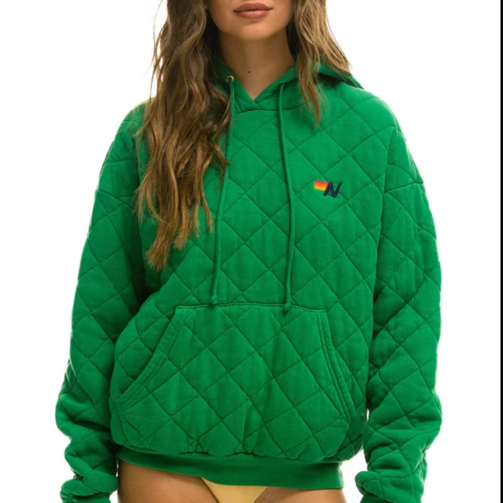 Aviator Nation Green Quilted Hoodie and sweatpants set